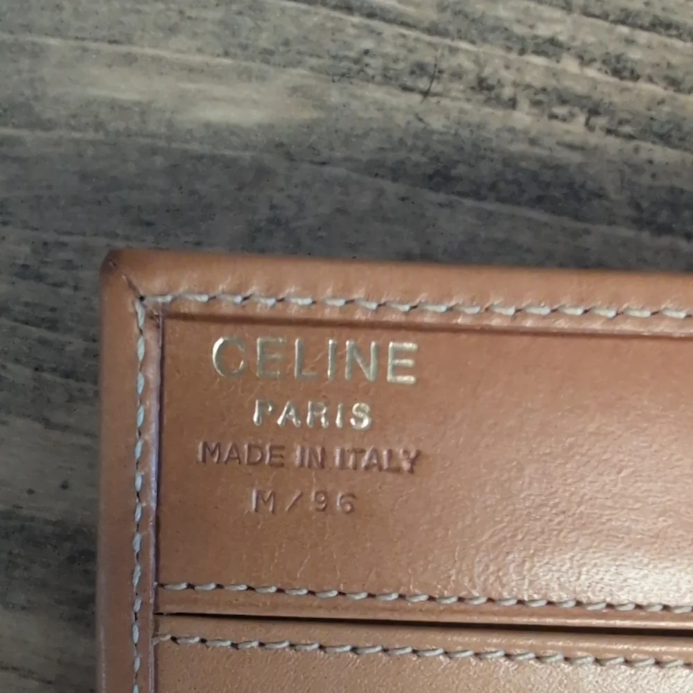 Celine Macadam Brown Coated Canvas Logo Long Italian Vintage Leather Wallet